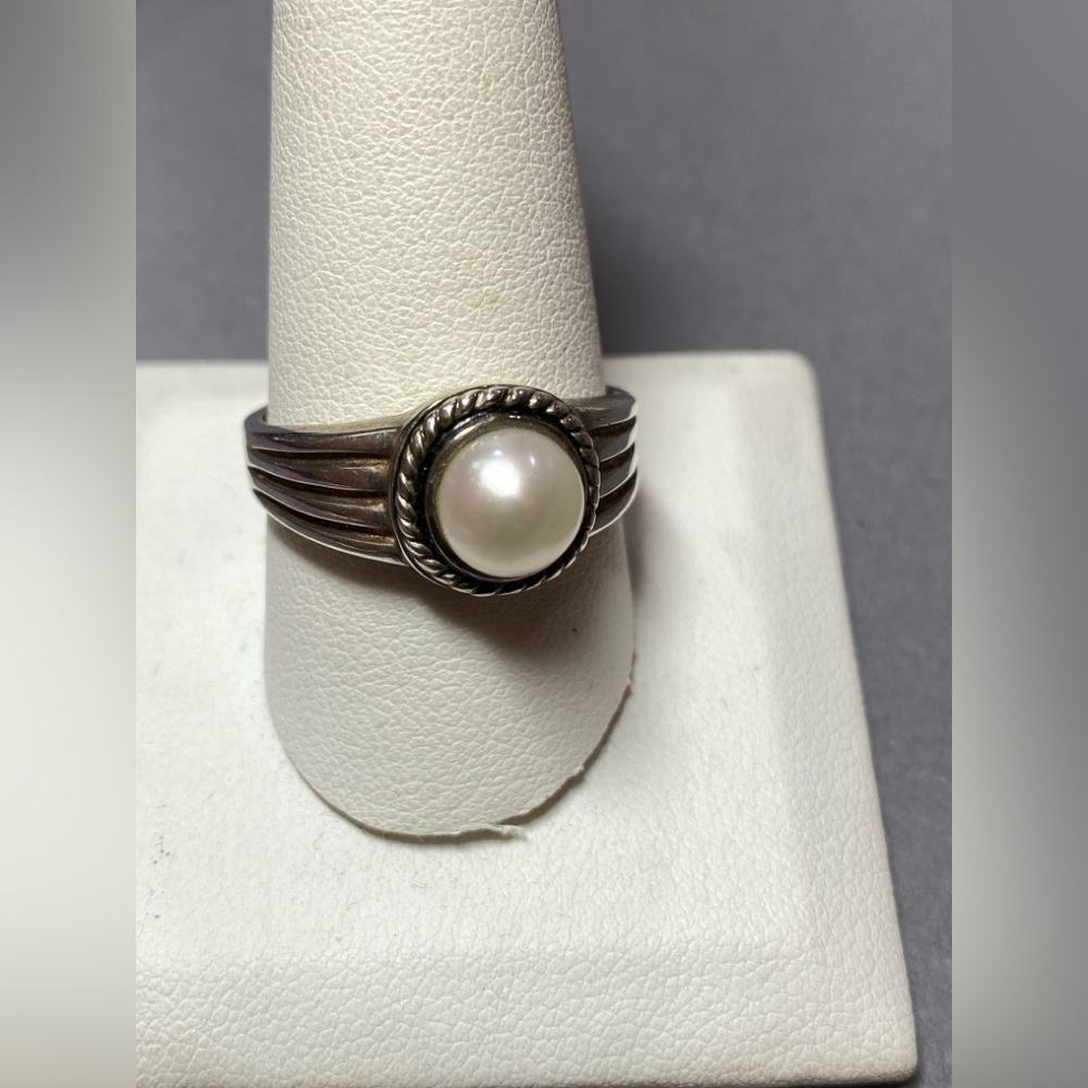 Vintage sterling silver pearl ring size 11.5